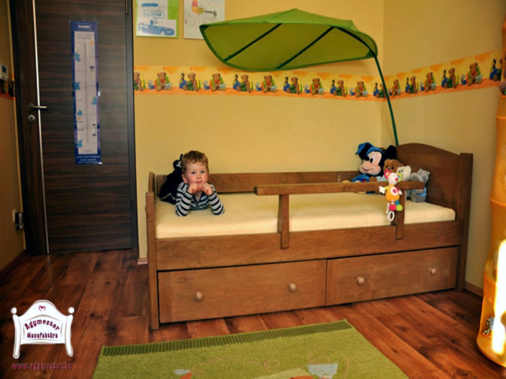 Fiókos ágyneműtartós gyerek ágy matraccal egyedi méret 80x160 80x180 90x200