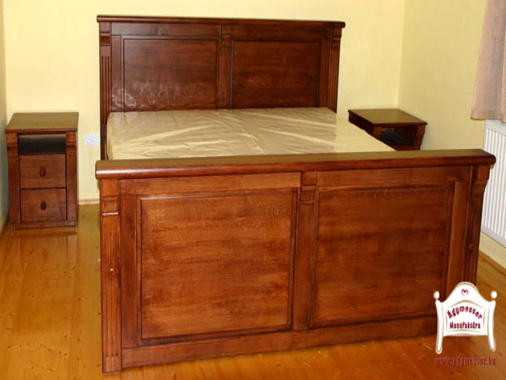Hálószoba ágy 140x200 keményfa egyedi méretben is matraccal